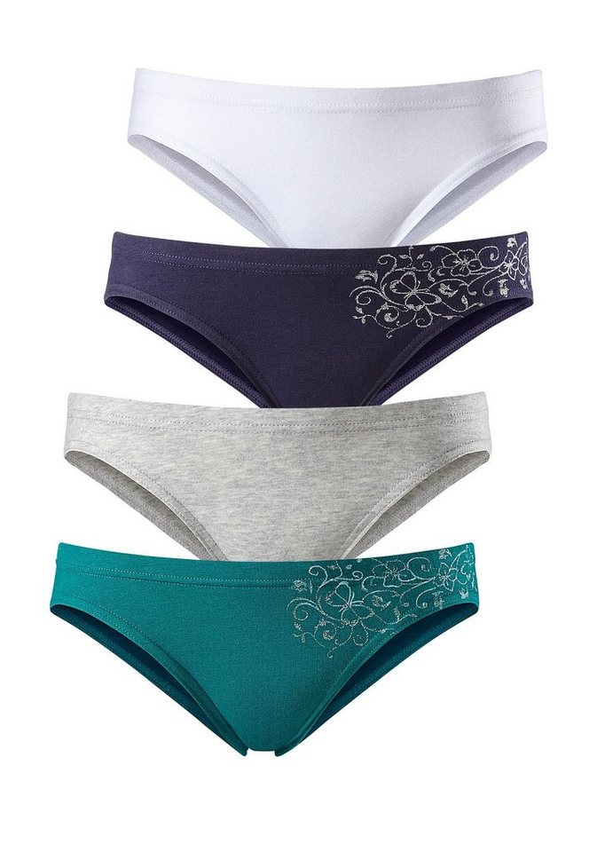petite fleur Bikinislip (Packung, 4-St) mit floralem Glitzerdruck, Baumwollmischung – Bild 2 von 2