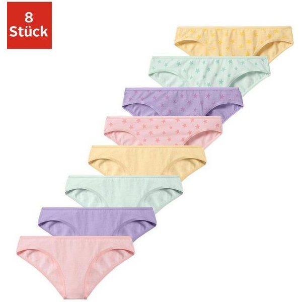 petite fleur Bikinislip (Packung, 8-St) mit Herzchendruck und unifarben, Baumwollmischung