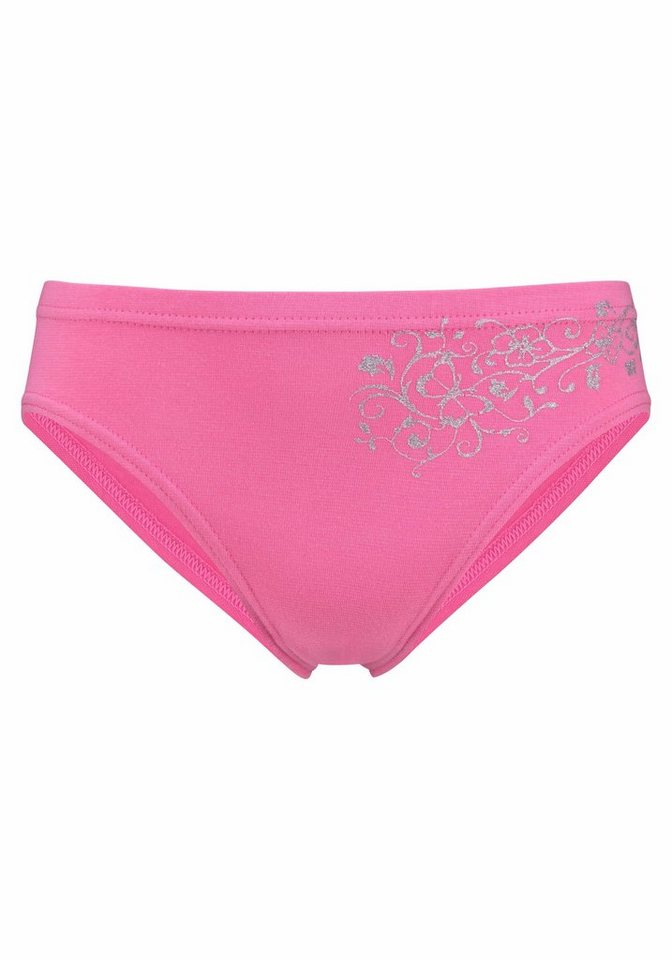 petite fleur Bikinislip (Packung, 4-St) mit floralem Glitzerdruck, Baumwollmischung – Bild 3 von 5