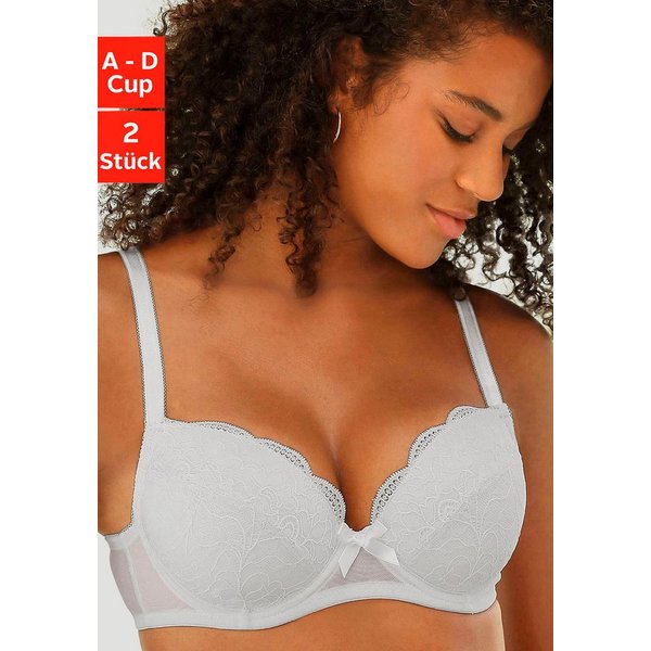 petite fleur by Lascana Balconette-BH, BH mit Bügel, Dirndl-BH, Spitzen-BH (Packung, 2 Stück) mit hübscher Spitze, sexy Dessous
