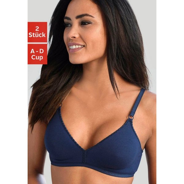 petite fleur by Lascana Bralette-BH, BH ohne Bügel. Baumwoll-BH, Bralette, Triangel-BH (Packung, 2 Stück) aus trageangenehmer Baumwollqualität, bequemer BH
