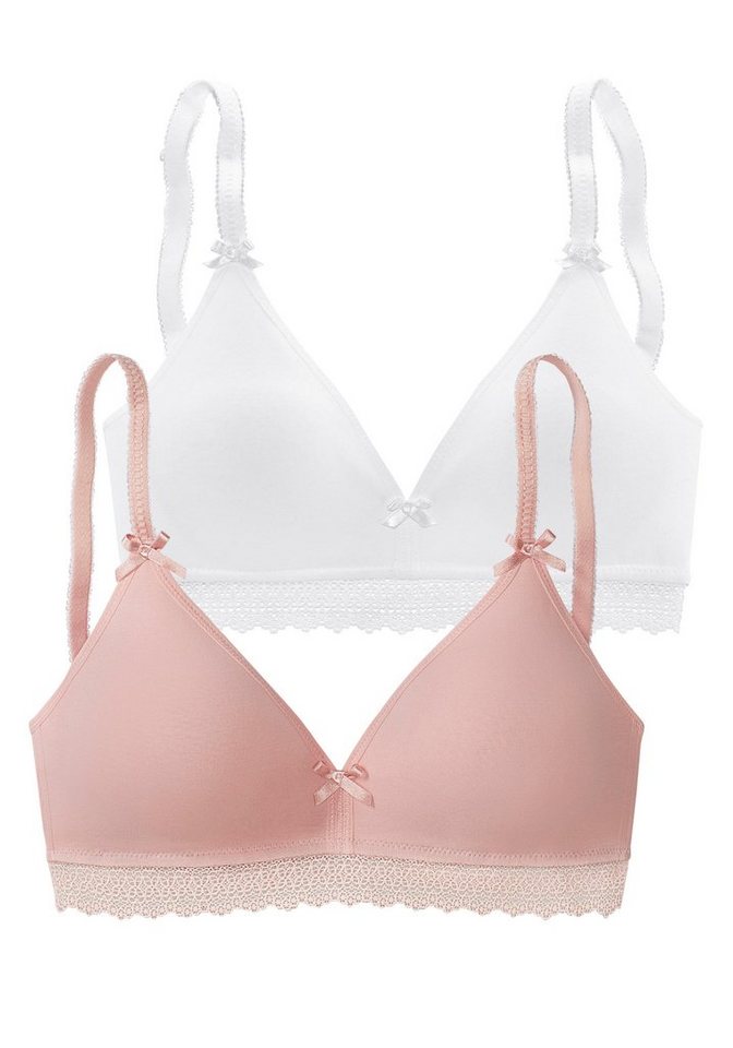 petite fleur by Lascana Bralette-BH, BH ohne Bügel, Baumwoll-BH (Packung, 2 Stück) aus weicher Baumwolle mit hübschen Spitzenband, bequemer BH – Bild 2 von 5