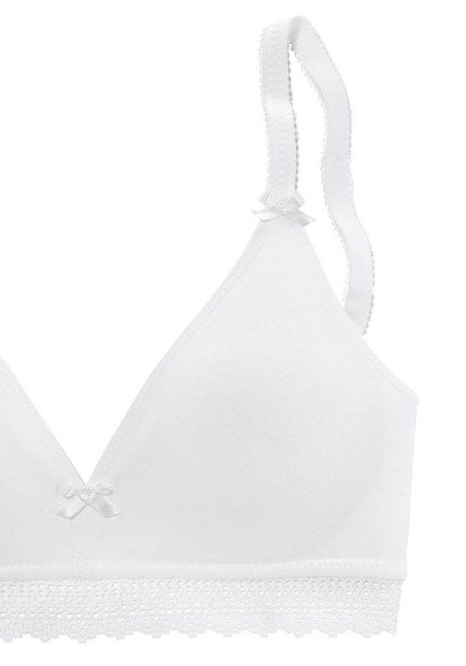 petite fleur by Lascana Bralette-BH, BH ohne Bügel, Baumwoll-BH (Packung, 2 Stück) aus weicher Baumwolle mit hübschen Spitzenband, bequemer BH – Bild 4 von 5