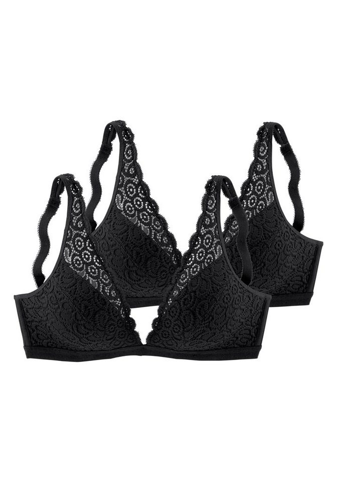 petite fleur by Lascana Bralette-BH, BH ohne Bügel, Spitzen-BH, Bralette (Packung, 2 Stück) im High-Apex-Design, große Größen, bequemer BH, Dessous – Bild 2 von 5