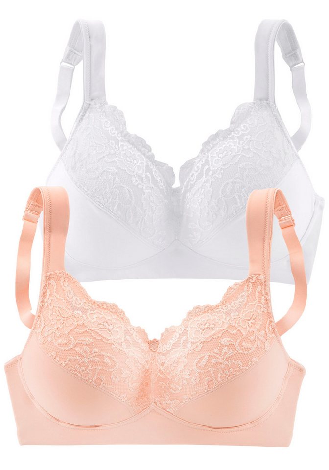 petite fleur by Lascana Bralette-BH, BH ohne Bügel, bügelloser BH, Soft-BH, Komfort-BH (Packung, 2 Stück) mit breiten Trägern, große Größen, bequemer BH – Bild 2 von 5