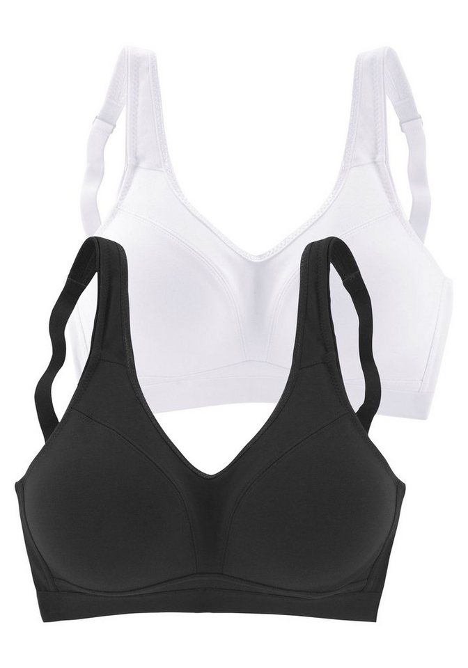 petite fleur by Lascana Bralette-BH, BH ohne Bügel, Baumwoll-BH, bügelloser BH, Komfort-BH (Packung, 2 Stück) mit breiten Trägern, große Größen, bequemer BH – Bild 2 von 5