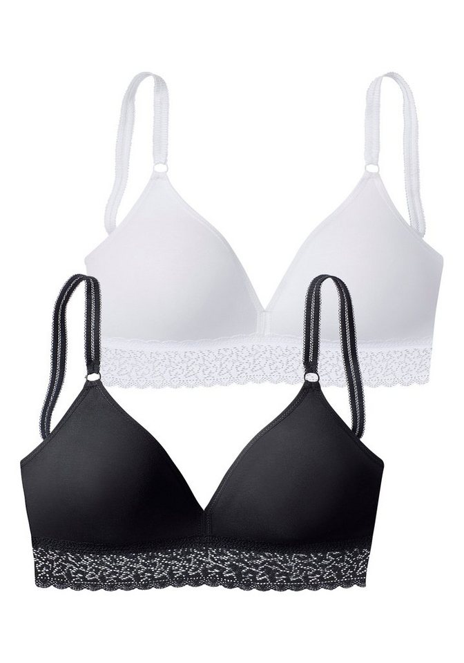 petite fleur by Lascana Bralette-BH, BH ohne Bügel, Baumwoll-BH, bügelloser BH (Packung, 2 Stück) aus weicher Baumwollqualität, bequemer BH – Bild 2 von 4