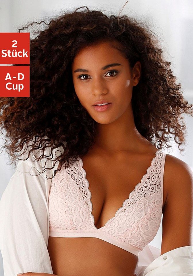 petite fleur by Lascana Bralette-BH, BH ohne Bügel, Spitzen-BH, Bralette (Packung, 2 Stück) im High-Apex-Design, große Größen, bequemer BH, Dessous – Bild 2 von 5