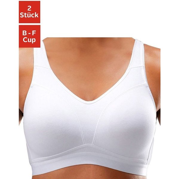 petite fleur by Lascana Bralette-BH, BH ohne Bügel, Baumwoll-BH, bügelloser BH, Komfort-BH (Packung, 2 Stück) mit breiten Trägern, große Größen, bequemer BH