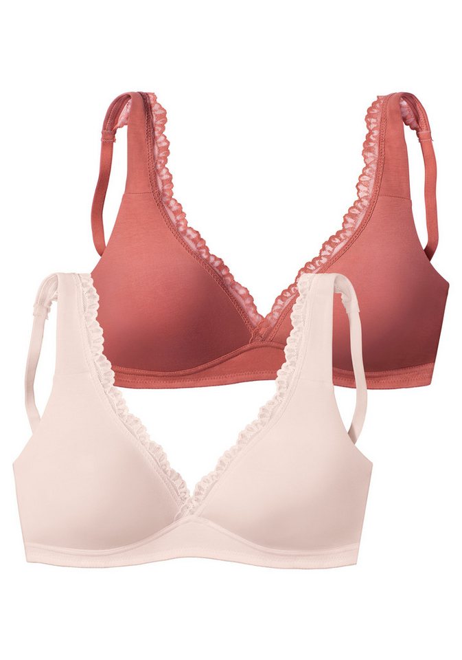 petite fleur by Lascana Bralette-BH, BH ohne Bügel, Baumwoll-BH, Bralette, Soft-BH (Packung, 2 Stück) im High-Apex-Design, bequemer BH, große Größen – Bild 2 von 4
