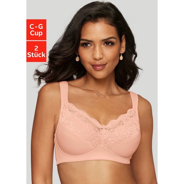 petite fleur by Lascana Bralette-BH, BH ohne Bügel, bügelloser BH, Soft-BH, Komfort-BH (Packung, 2 Stück) mit breiten Trägern, große Größen, bequemer BH