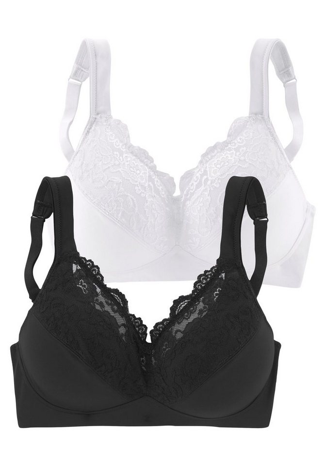petite fleur by Lascana Bralette-BH, BH ohne Bügel, bügelloser BH, Soft-BH, Komfort-BH (Packung, 2 Stück) mit breiten Trägern, große Größen, bequemer BH – Bild 2 von 5