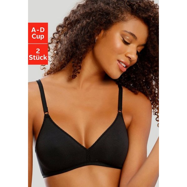 petite fleur by Lascana Bralette-BH, BH ohne Bügel. Baumwoll-BH, Bralette, Triangel-BH (Packung, 2 Stück) aus trageangenehmer Baumwollqualität, bequemer BH