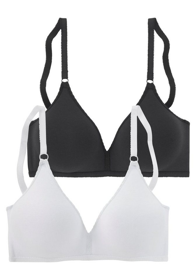 petite fleur by Lascana Bralette-BH, BH ohne Bügel. Baumwoll-BH, Bralette, Triangel-BH (Packung, 2 Stück) aus trageangenehmer Baumwollqualität, bequemer BH – Bild 2 von 5