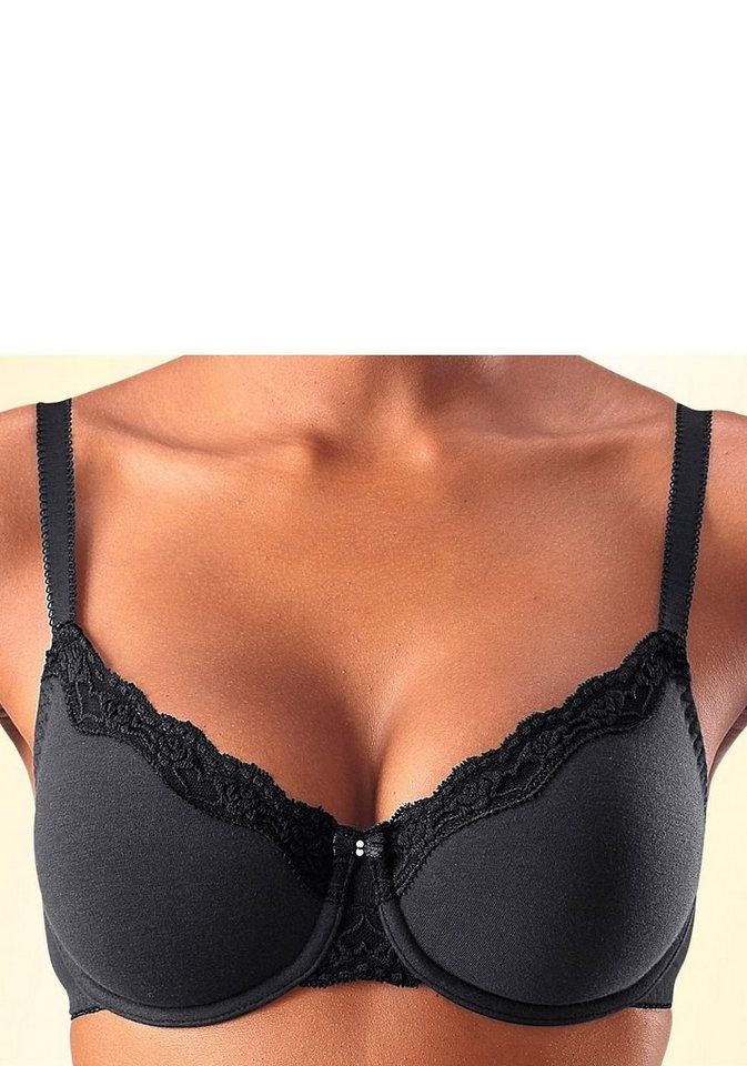 petite fleur by Lascana Bügel-BH, BH mit Bügel, Baumwoll-BH (Packung, 2 Stück) mit zarter Jacquardspitze, große Größen – Bild 4 von 5