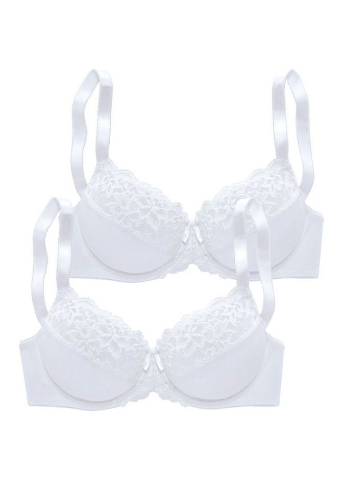 petite fleur by Lascana Bügel-BH (Packung, 2 Stück) mit elastischer Spitze, Dessous – ideal für große Größen – Bild 2 von 5