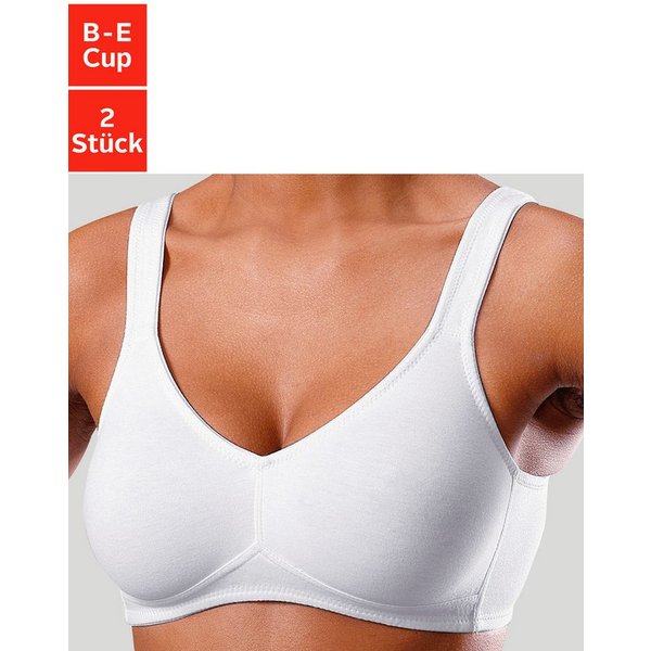 petite fleur by Lascana Entlastungs-BH, BH ohne Bügel, Baumwoll BH (Packung, 2 Stück) mit breiten Trägern, große Größen, bequemer BH