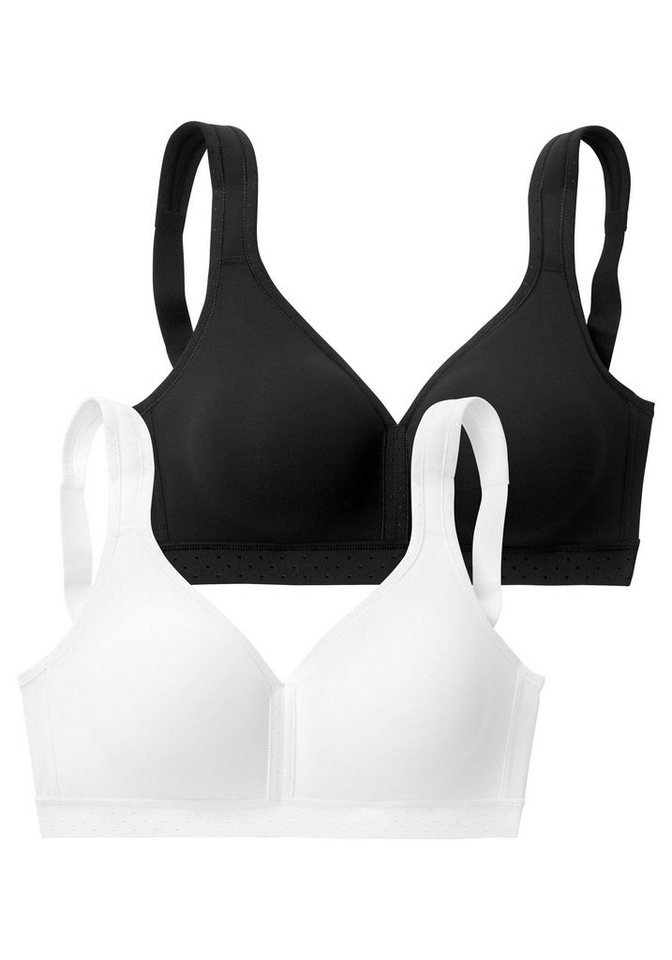petite fleur by Lascana Entlastungs-BH, BH ohne Bügel, Baumwoll-BH, Soft-BH (Packung, 2 Stück) mit breiten Trägern, große Größen, bequemer BH – Bild 2 von 5