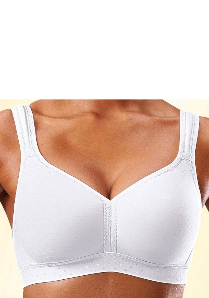 petite fleur by Lascana Entlastungs-BH, BH ohne Bügel, Baumwoll-BH, Soft-BH (Packung, 2 Stück) mit breiten Trägern, große Größen, bequemer BH – Bild 3 von 5