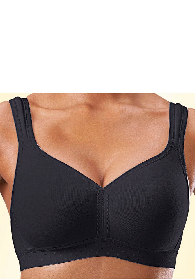 petite fleur by Lascana Entlastungs-BH, BH ohne Bügel, Baumwoll-BH, Soft-BH (Packung, 2 Stück) mit breiten Trägern, große Größen, bequemer BH – Bild 4 von 5