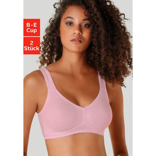 petite fleur by Lascana Entlastungs-BH, BH ohne Bügel, Baumwoll BH (Packung, 2 Stück) mit breiten Trägern, große Größen, bequemer BH