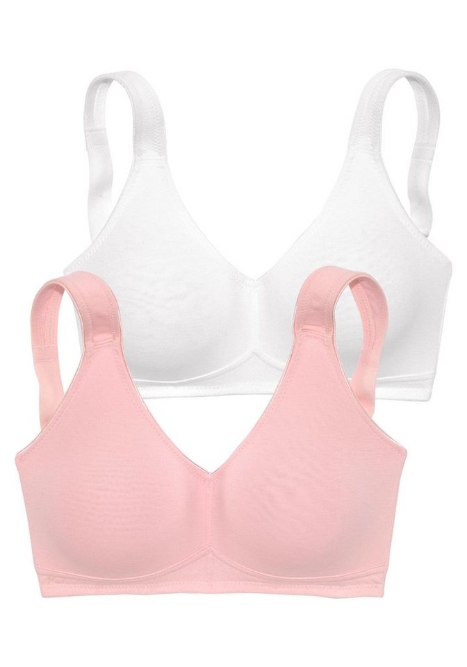 petite fleur by Lascana Entlastungs-BH, BH ohne Bügel, Baumwoll BH (Packung, 2 Stück) mit breiten Trägern, große Größen, bequemer BH – Bild 2 von 5