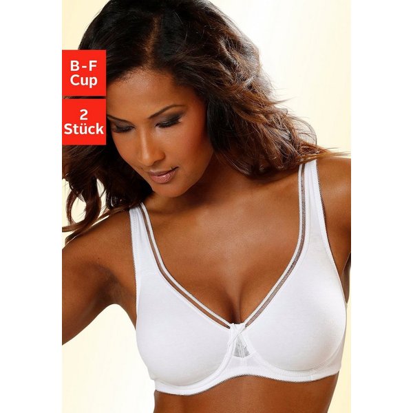 petite fleur by Lascana Minimizer-BH, BH mit Bügel, T-Shirt-BH, Baumwoll-BH (Packung, 2 Stück) mit nahtlosen Cups, große Größen, bequemer BH