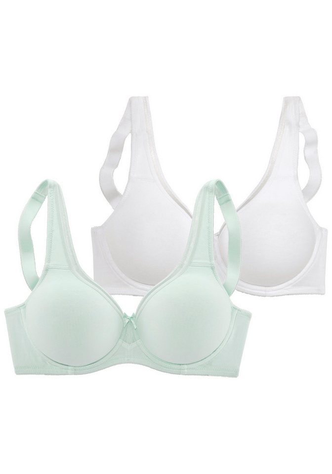 petite fleur by Lascana Minimizer-BH, BH mit Bügel, T-Shirt-BH, Baumwoll-BH (Packung, 2 Stück) mit nahtlosen Cups, große Größen, bequemer BH – Bild 2 von 5