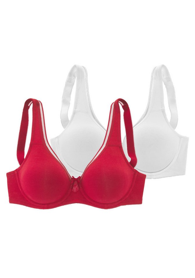 petite fleur by Lascana Minimizer-BH, BH mit Bügel, T-Shirt-BH, Baumwoll-BH (Packung, 2 Stück) mit nahtlosen Cups, große Größen, bequemer BH – Bild 2 von 5