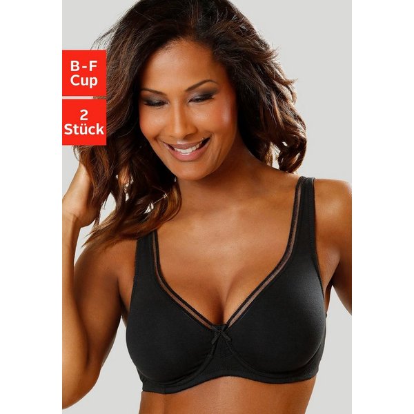 petite fleur by Lascana Minimizer-BH, BH mit Bügel, T-Shirt-BH, Baumwoll-BH (Packung, 2 Stück) mit nahtlosen Cups, große Größen, bequemer BH