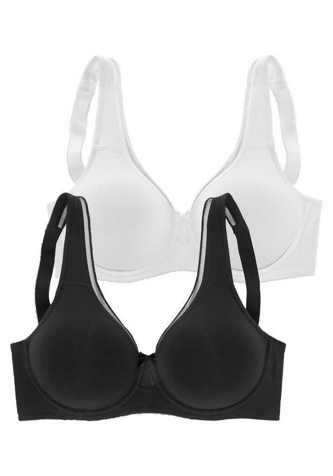 petite fleur by Lascana Minimizer-BH, BH mit Bügel, T-Shirt-BH, Baumwoll-BH (Packung, 2 Stück) mit nahtlosen Cups, große Größen, bequemer BH – Bild 2 von 5