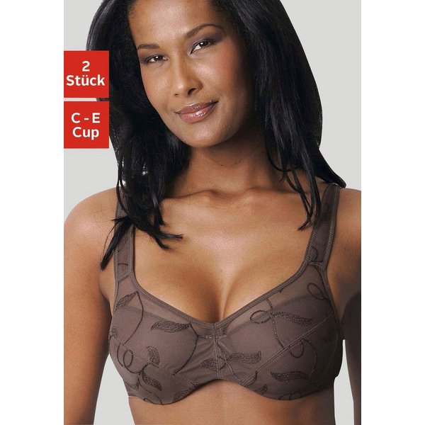 petite fleur by Lascana Minimizer-BH, BH mit Bügel, mit Stickereispitze (Packung, 2 Stück) mit breiteren, leicht wattierten Trägern, große Größen