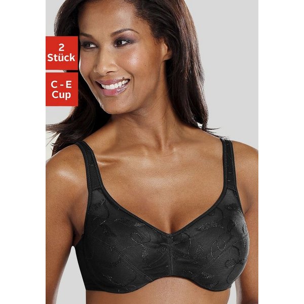 petite fleur by Lascana Minimizer-BH, BH mit Bügel, mit Stickereispitze (Packung, 2 Stück) mit breiteren, leicht wattierten Trägern, große Größen