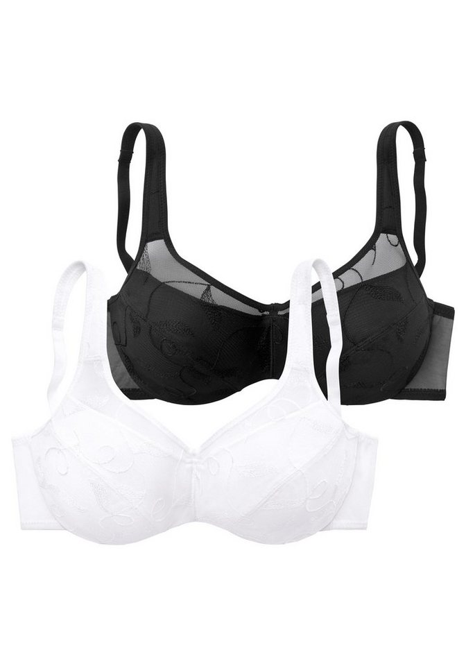 petite fleur by Lascana Minimizer-BH, BH mit Bügel, mit Stickereispitze (Packung, 2 Stück) mit breiteren, leicht wattierten Trägern, große Größen – Bild 2 von 5