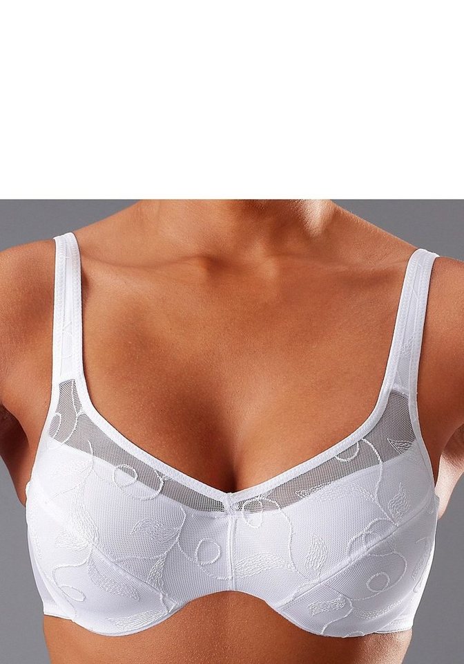 petite fleur by Lascana Minimizer-BH, BH mit Bügel, mit Stickereispitze (Packung, 2 Stück) mit breiteren, leicht wattierten Trägern, große Größen – Bild 5 von 5