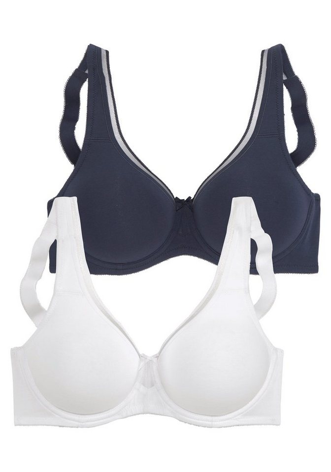 petite fleur by Lascana Minimizer-BH, BH mit Bügel, T-Shirt-BH, Baumwoll-BH (Packung, 2 Stück) mit nahtlosen Cups, große Größen, bequemer BH – Bild 2 von 5