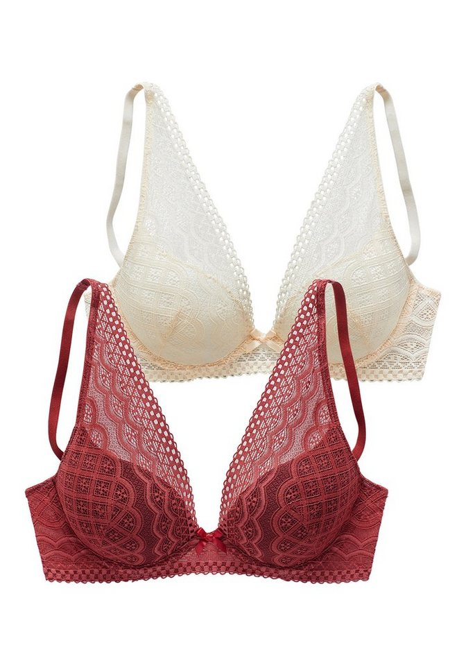 petite fleur by Lascana Push-up-BH, BH mit Bügel, Spitzen-BH im High-Apex Design (Packung, 2 Stück) sexy Dessous, sexy Unterwäsche Damen – Bild 2 von 5