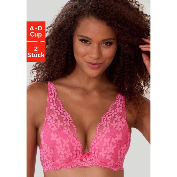 petite fleur by Lascana Push-up-BH, BH mit Bügel, Spitzen-BH im High-Apex Design, (Packung, 2 Stück) im Doppelpack, sexy Dessous, sexy Unterwäsche