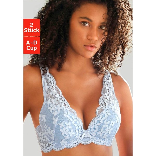 petite fleur by Lascana Push-up-BH, BH mit Bügel, Spitzen-BH im High-Apex Design, (Packung, 2 Stück) im Doppelpack, sexy Dessous, sexy Unterwäsche
