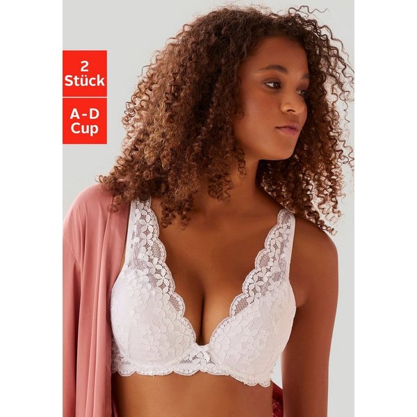 petite fleur by Lascana Push-up-BH, BH mit Bügel, Spitzen-BH im High-Apex Design, (Packung, 2 Stück) im Doppelpack, sexy Dessous, sexy Unterwäsche