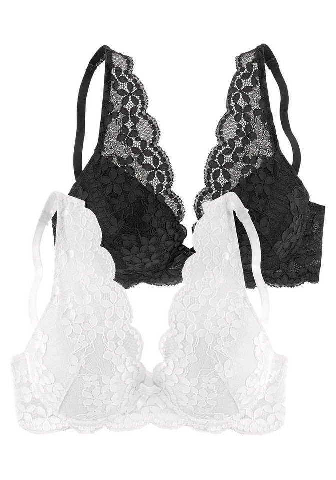 petite fleur by Lascana Push-up-BH, BH mit Bügel, Spitzen-BH im High-Apex Design, (Packung, 2 Stück) im Doppelpack, sexy Dessous, sexy Unterwäsche – Bild 2 von 5