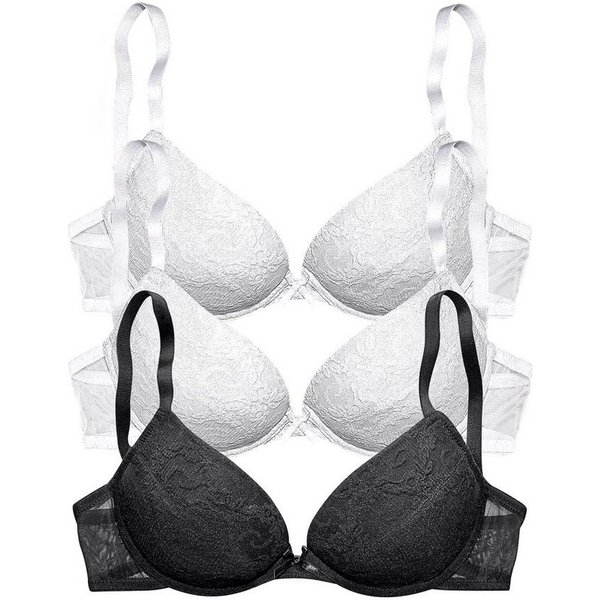 petite fleur by Lascana Push-up-BH (Packung, 3 Stück) mit Bügel und herausnehmbaren Kissen, Dessous