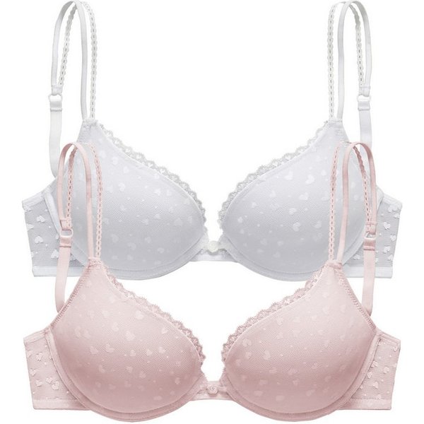 petite fleur by Lascana Push-up-BH (Packung, 2 Stück) aus süßem Herzchen-Mesh mit edlen Spaghettiträgern, sexy Dessous
