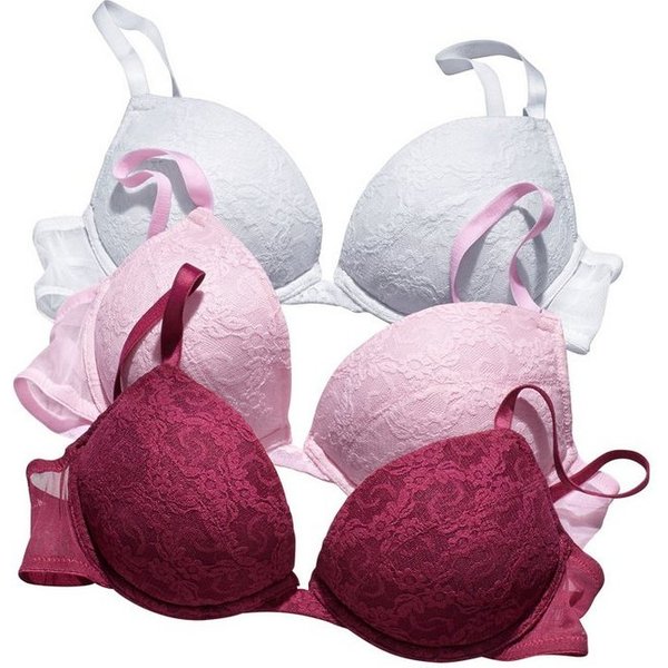 petite fleur by Lascana Push-up-BH (Packung, 3 Stück) mit Bügel und herausnehmbaren Kissen, Dessous