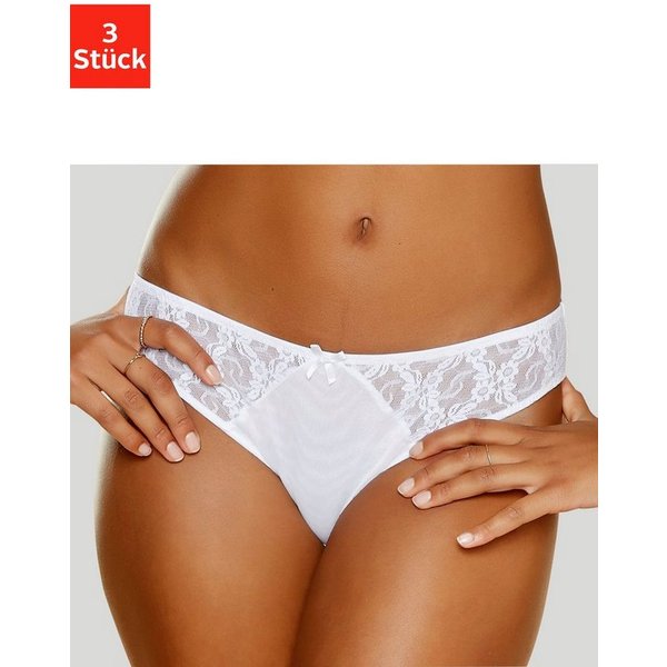 petite fleur by Lascana Slip (Packung, 3 Stück) mit hübschen Spitzeneinsätzen