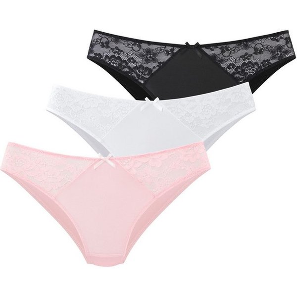 petite fleur by Lascana Slip (Packung, 3 Stück) mit Spitzeneinsätzen