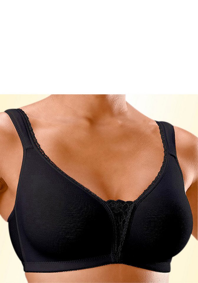 petite fleur by Lascana Soft-BH, Bralette-BH, BH ohne Bügel, Baumwoll-BH, bügelloser BH (Packung, 2 Stück) mit breiten Trägern & Spitzen-Details, große Größen,  – Bild 4 von 5