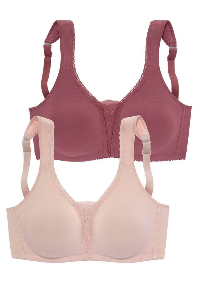 petite fleur by Lascana Soft-BH, Bralette-BH, BH ohne Bügel, Baumwoll-BH, bügelloser BH (Packung, 2 Stück) mit breiten Trägern & Spitzen-Details, große Größen,  – Bild 2 von 5