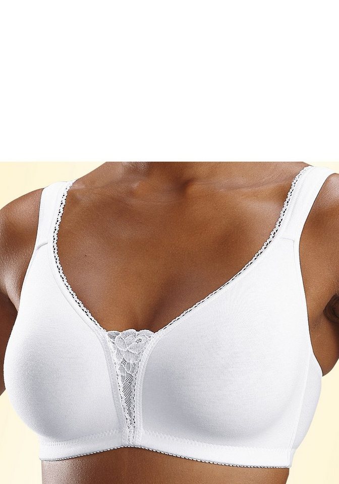petite fleur by Lascana Soft-BH, Bralette-BH, BH ohne Bügel, Baumwoll-BH, bügelloser BH (Packung, 2 Stück) mit breiten Trägern & Spitzen-Details, große Größen,  – Bild 4 von 5
