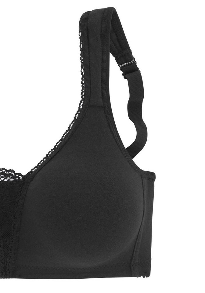 petite fleur by Lascana Soft-BH, Bralette-BH, BH ohne Bügel, Baumwoll-BH, bügelloser BH (Packung, 2 Stück) mit breiten Trägern & Spitzen-Details, große Größen,  – Bild 5 von 5